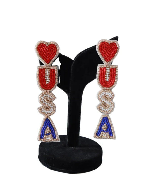 Patriotic Heart "USA" Earrings