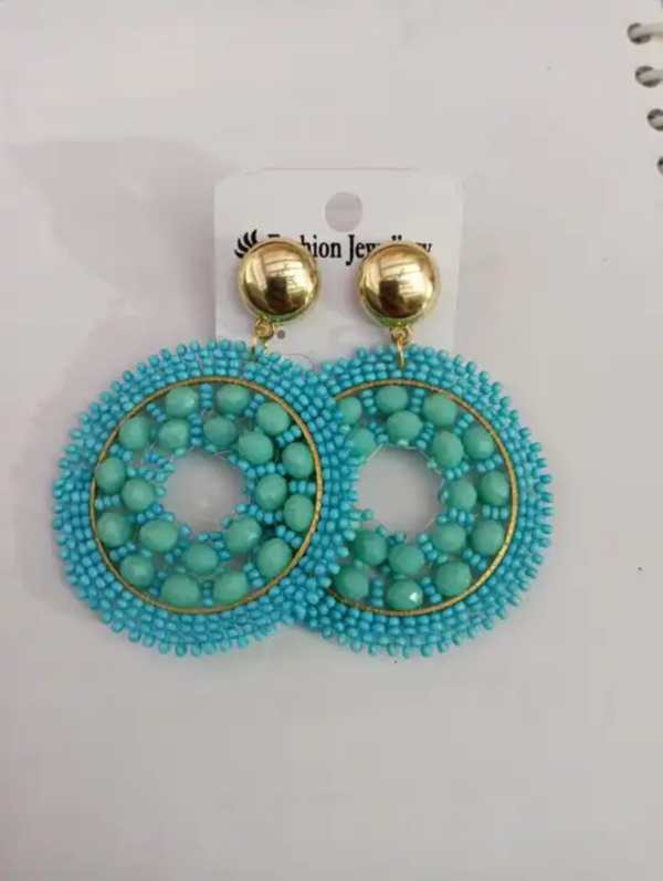 Turquoise Beaded Hoops