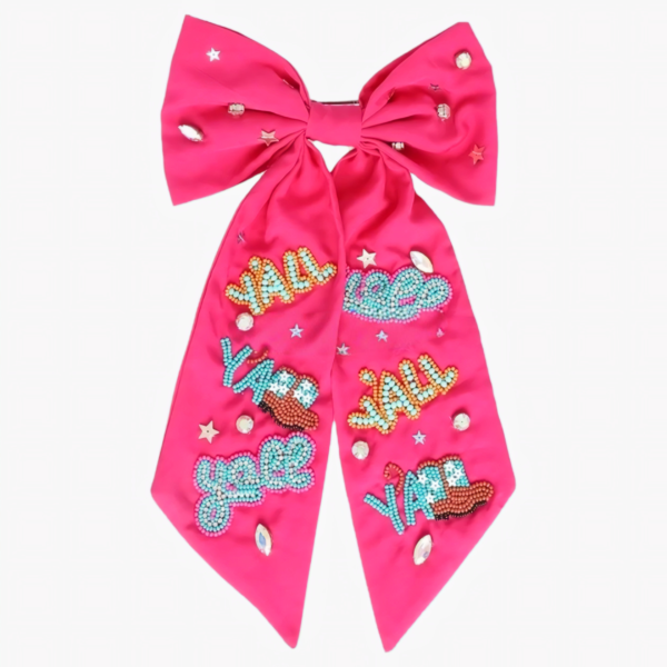 Pink Y'all Cowboy Hair Bow