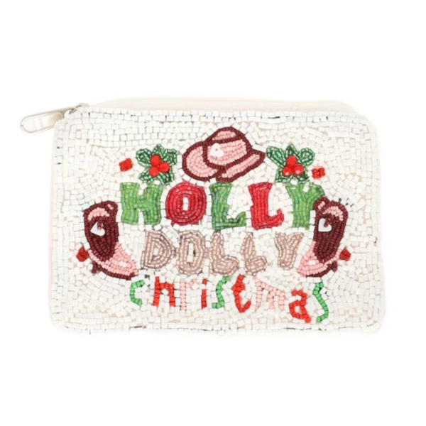 Holly Dolly Christmas Beaded Pouch