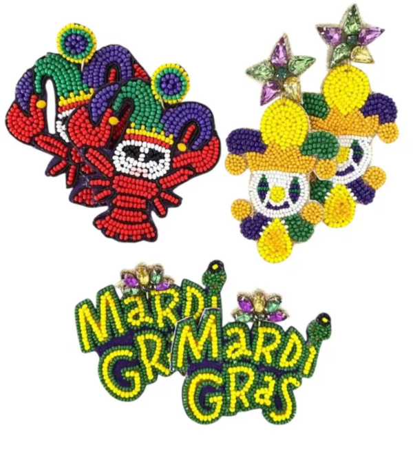 Mardi Gras Jester & Beaded Fun Earrings